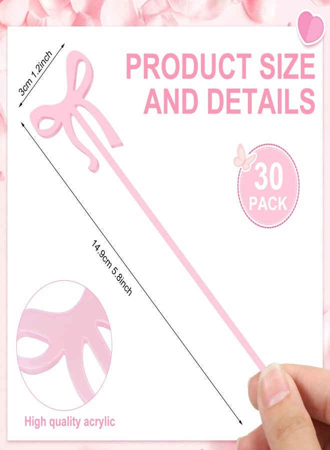 Reallnaive 30 Pack Coquette Bow Acrylic Drink Stirrers Cocktail Stick Swizzle Sticks for Bachelorette Party, Coquette Birthday Party, Girly Ribbon Party - Image 2